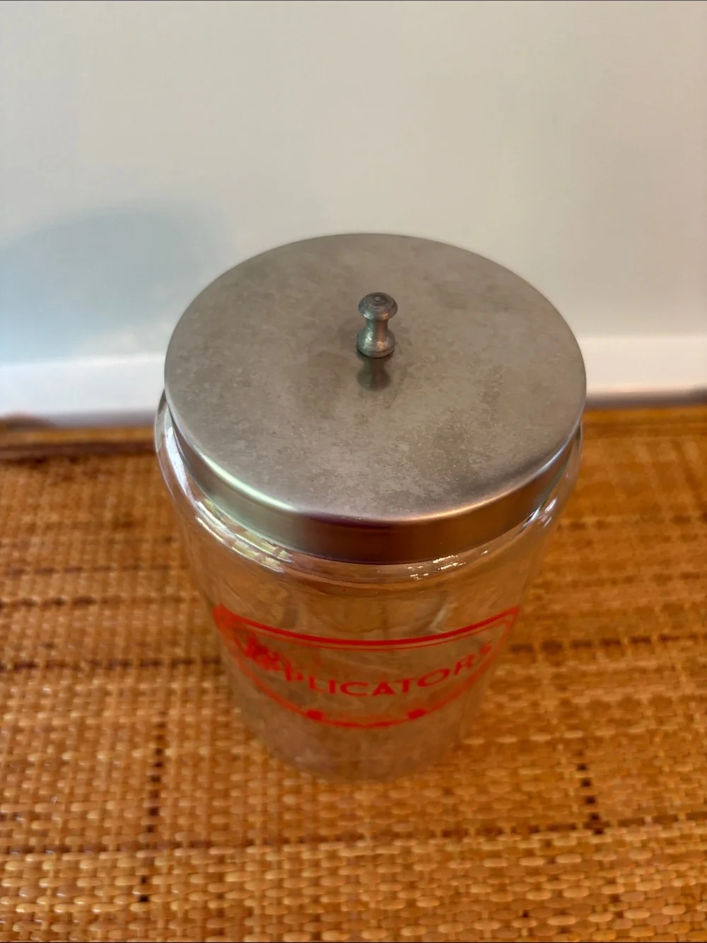 Vintage Profex Applicators Glass Storage Medical Jar from Drs Office